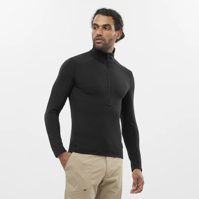 Sudaderas Salomon Outline Half Zip Hombre Negros | MX IOSM682